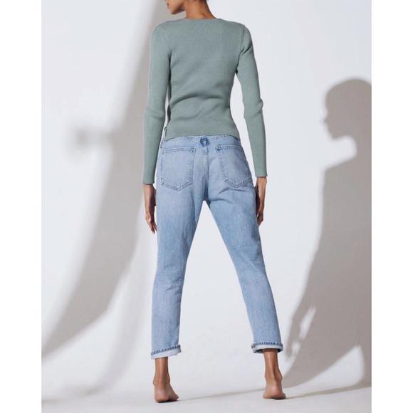 NEW GEEL domo ribbed viscose-crepe sweater top in fog - Picture 3 of 3